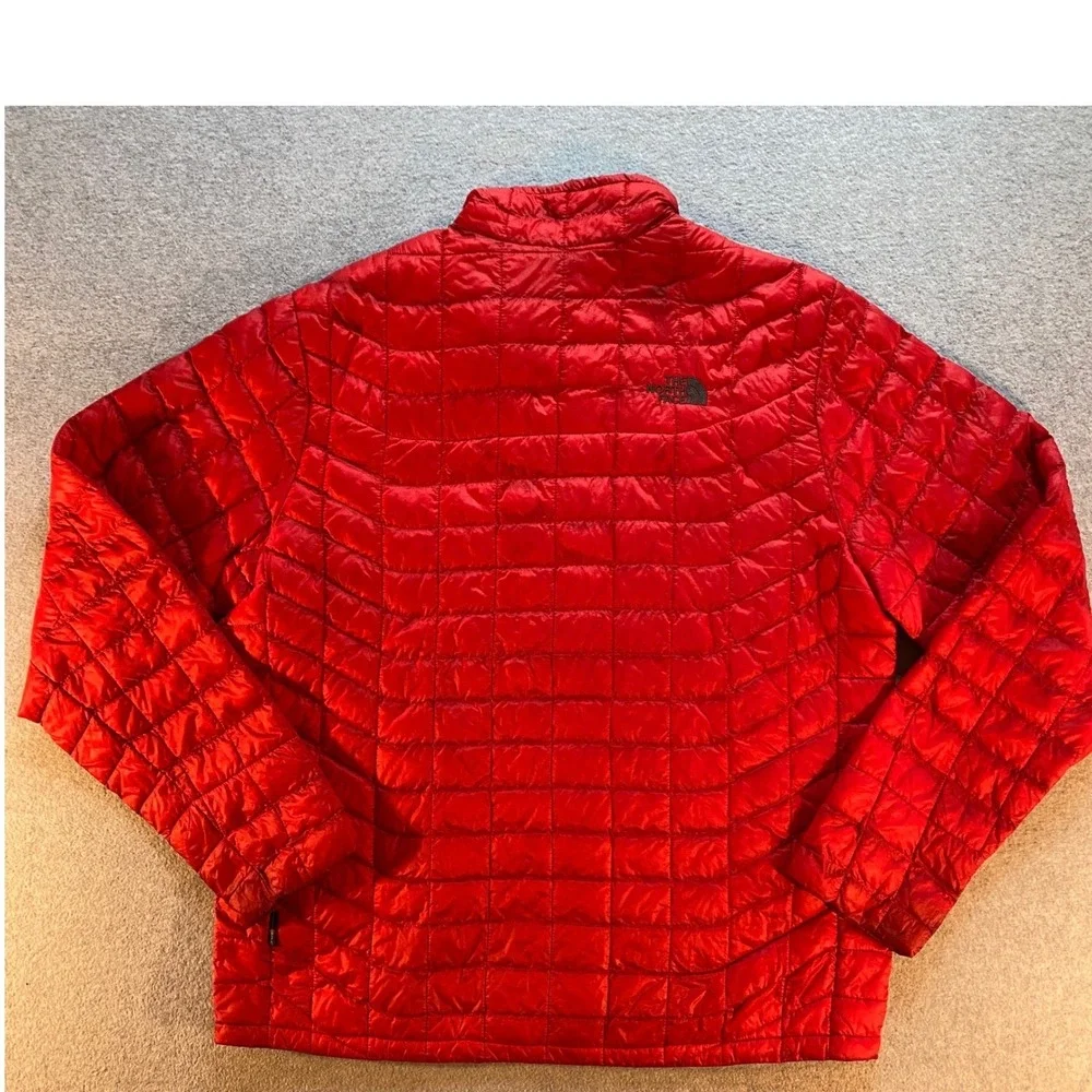 The North Face Mens Thermoball Eco Jacket Red Quilted Puffer Full Zip Large L